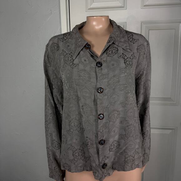 CP Shades Women's Shirt Small Blouse Rayon Lagenlook Textured Button Boho EE22 - Picture 1 of 6